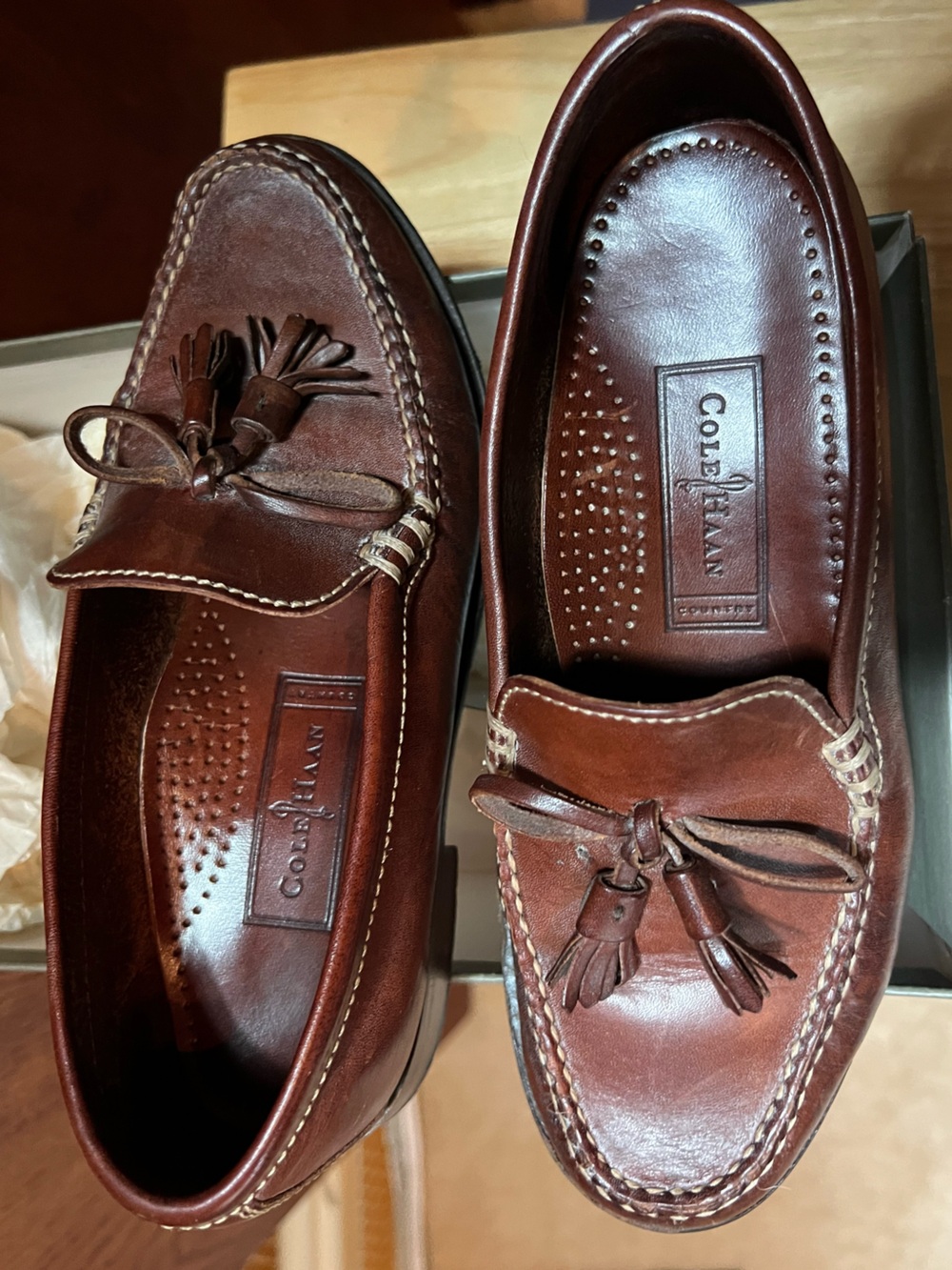 Cole Haan Brown Leather Tassel Slip-On Loafers LP